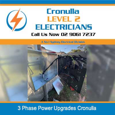 Open electrical switchboard of 3 phase power upgrades in Cronulla